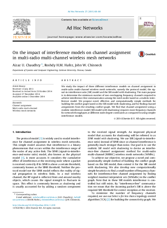 (PDF) On the impact of interference models on channel assignment in ...