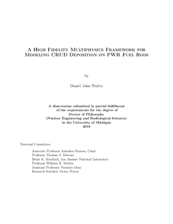(PDF) A High Fidelity Multiphysics Framework for Modeling CRUD ...