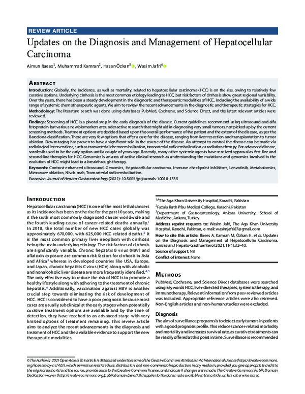 (PDF) Updates on the Diagnosis and Management of Hepatocellular Carcinoma