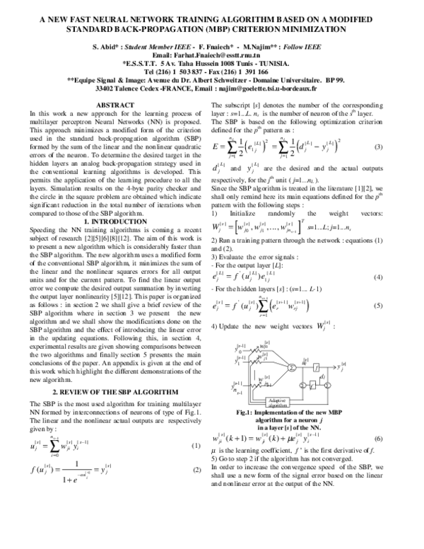 (PDF) A new fast neural-network training algorithm based on a modified ...