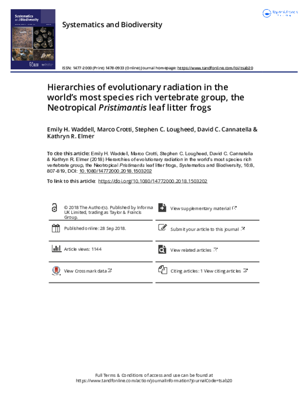 (PDF) Hierarchies of evolutionary radiation in the world’s most species ...