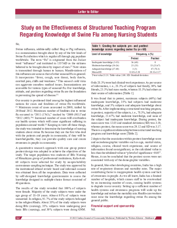 (PDF) Study on the Effectiveness of Structured Teaching Program ...