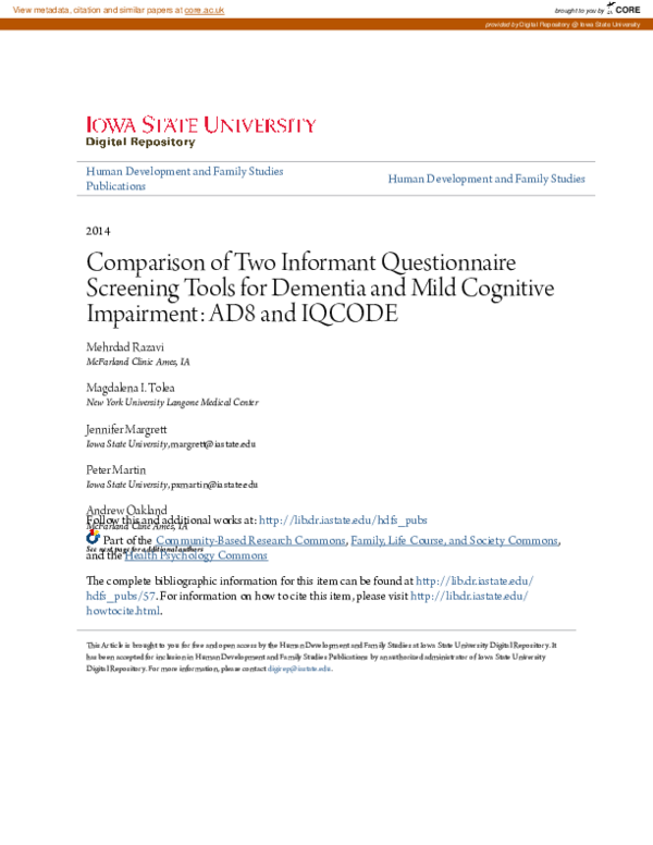 (PDF) Comparison of Two Informant Questionnaire Screening Tools for ...