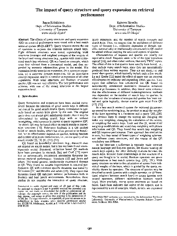 (PDF) The impact of query structure and query expansion on retrieval ...