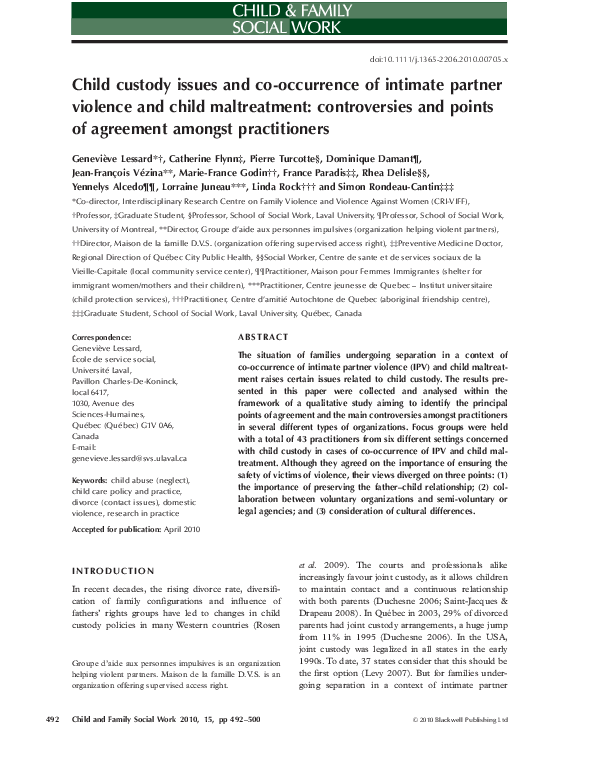 (PDF) Child custody issues and co‐occurrence of intimate partner ...