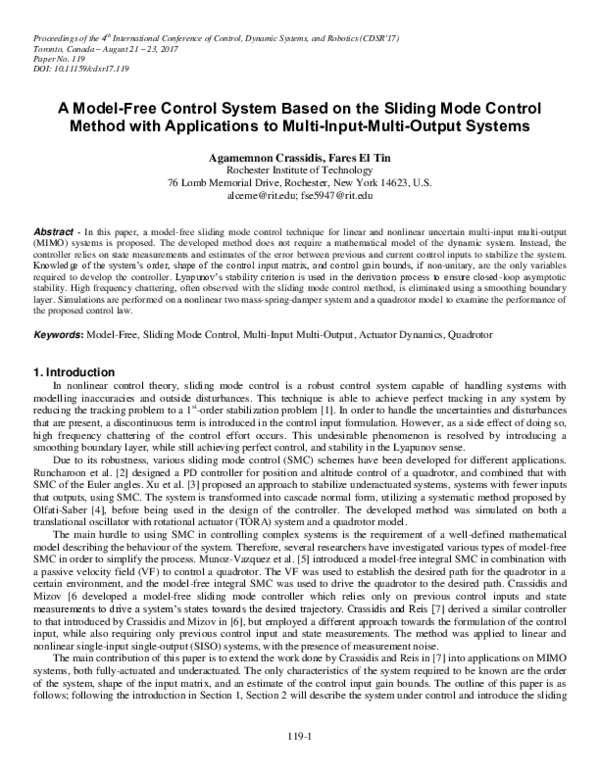 (PDF) A Model-Free Control System Based on the Sliding Mode Control ...