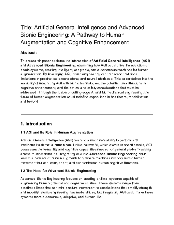 (PDF) Artificial General Intelligence and Advanced Bionic Engineering ...