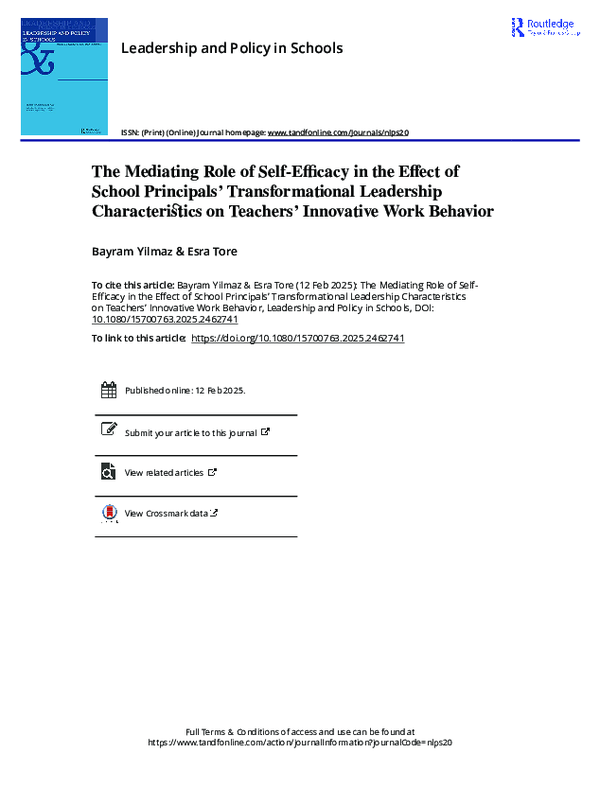 (PDF) The Mediating Role of Self-Efficacy in the Effect of School ...