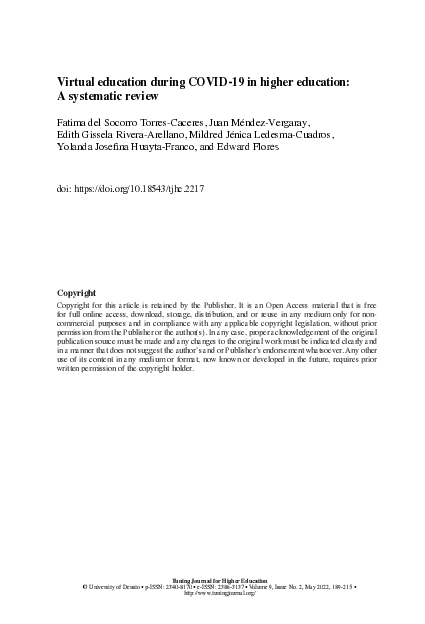 (PDF) Virtual education during COVID-19 in higher education: A ...