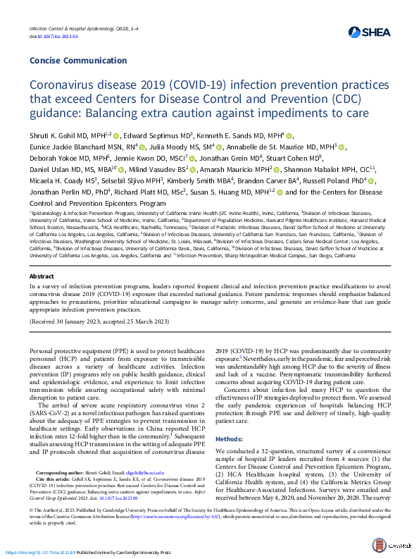 (PDF) Coronavirus disease 2019 (COVID-19) infection prevention ...