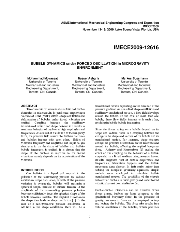 (PDF) Bubble Dynamics Under Forced Oscillation in Microgravity Environment