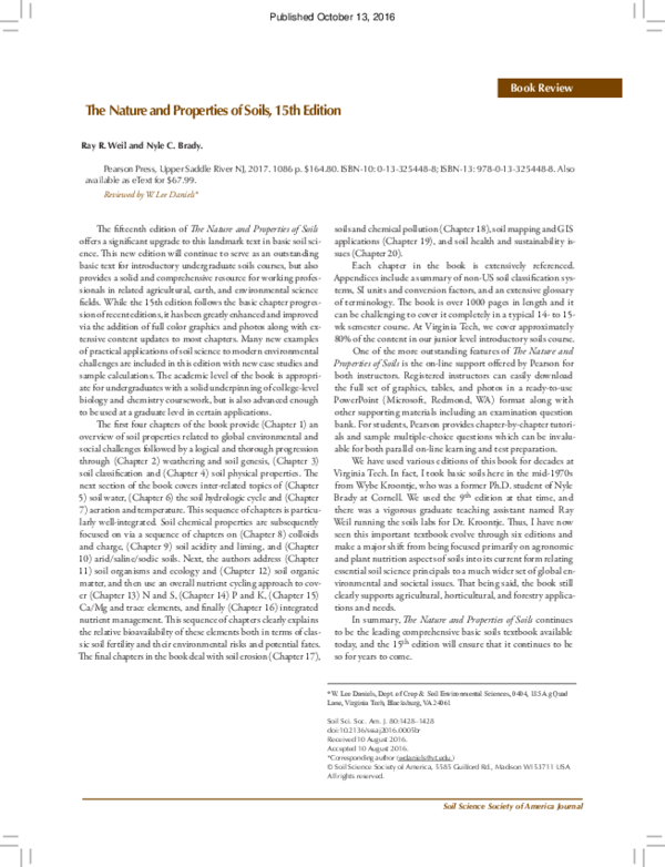 (PDF) The Nature and Properties of Soils. 15th edition