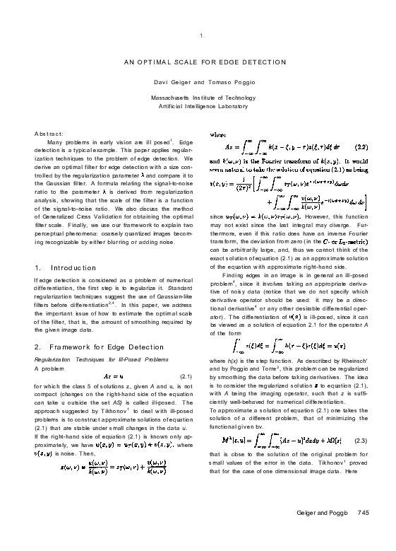 (PDF) An Optimal Scale for Edge Detection
