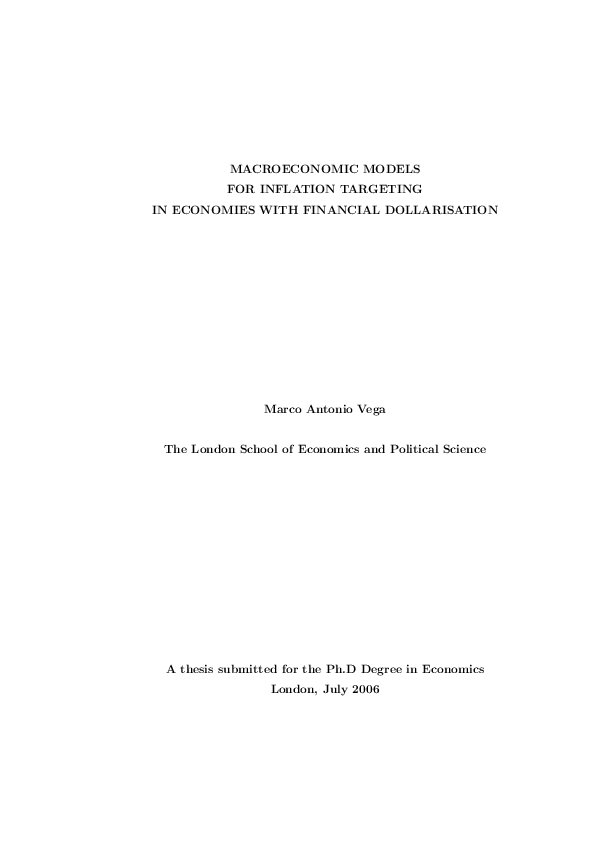 (PDF) Macroeconomic models for inflation targeting in economies with ...