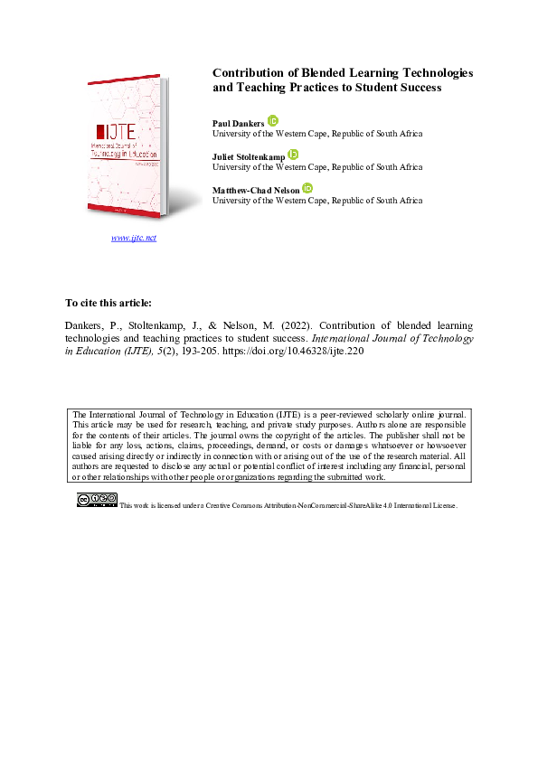 (PDF) Contribution of Blended Learning Technologies and Teaching ...