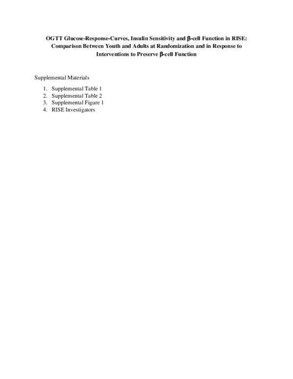 View of (PDF) OGTT Glucose Response Curves, Insulin Sensitivity, and β-Cell ...