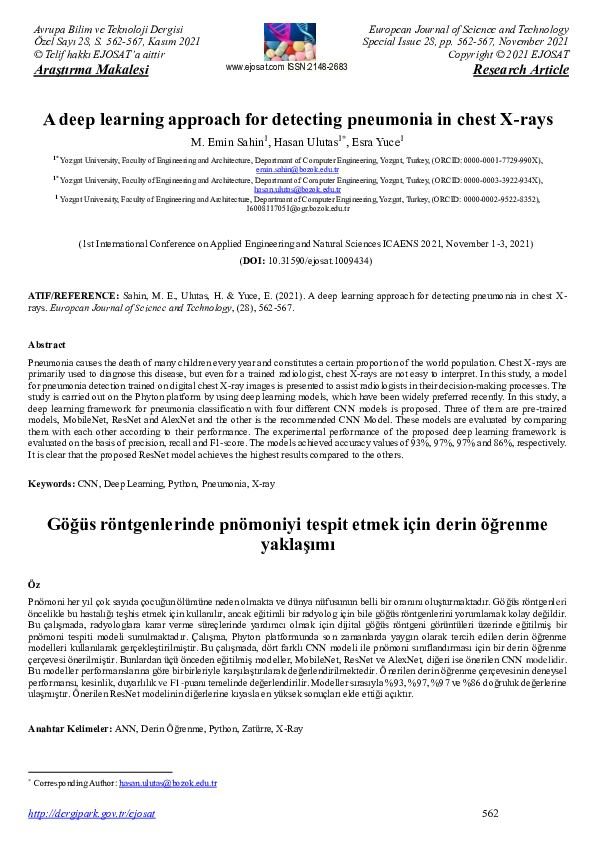 (PDF) A deep learning approach for detecting pneumonia in chest X-rays