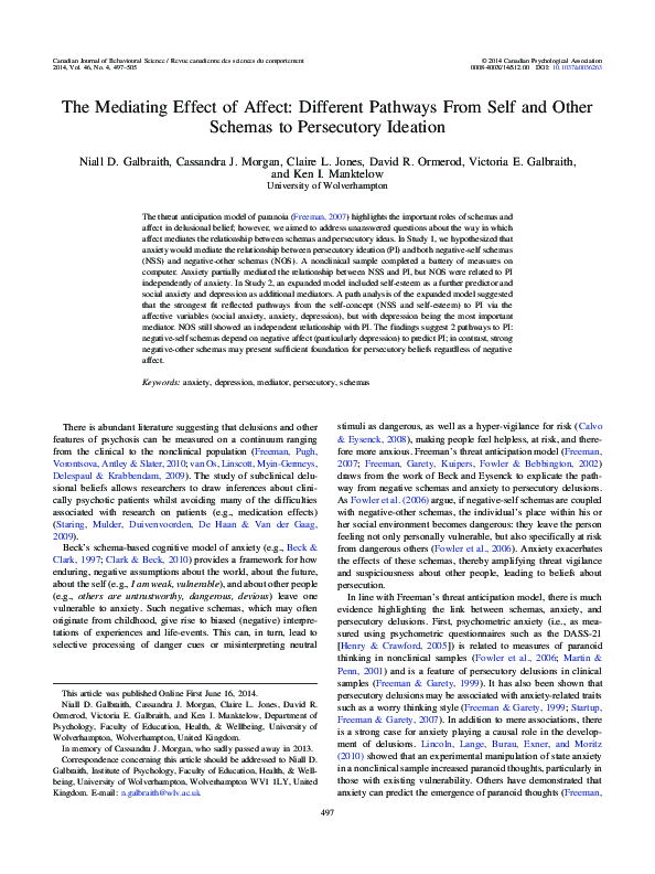 (PDF) The mediating effect of affect: Different pathways from self and ...