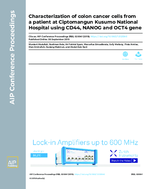 (PDF) Characterization of colon cancer cells from a patient at ...