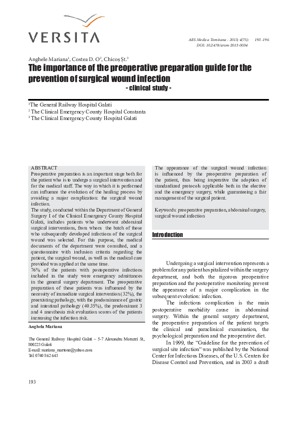 (PDF) The importance of the preoperative preparation guide for the ...