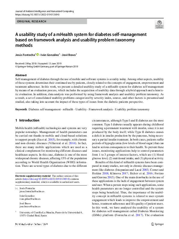 (PDF) A usability study of a mHealth system for diabetes self ...