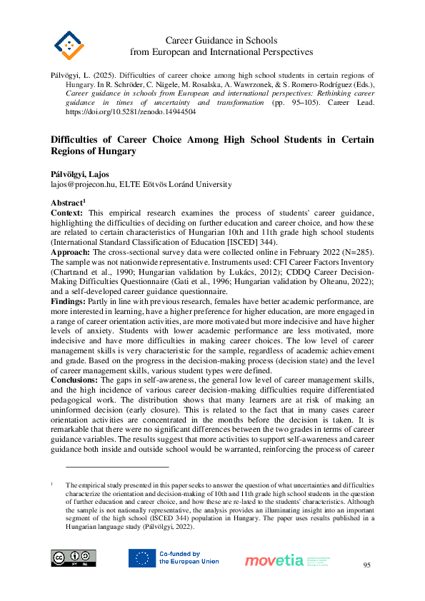 (PDF) Difficulties of career choice among high school students in ...