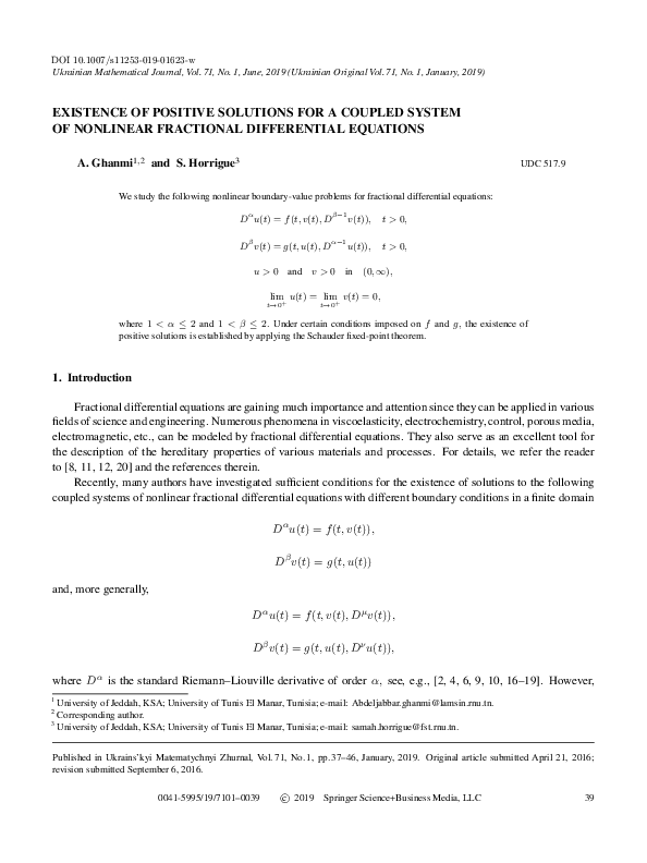 (PDF) Existence of Positive Solutions for a Coupled System of Nonlinear ...