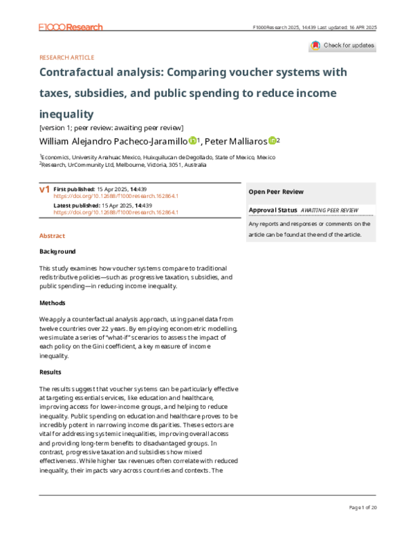 (PDF) Contrafactual analysis: Comparing voucher systems with taxes ...