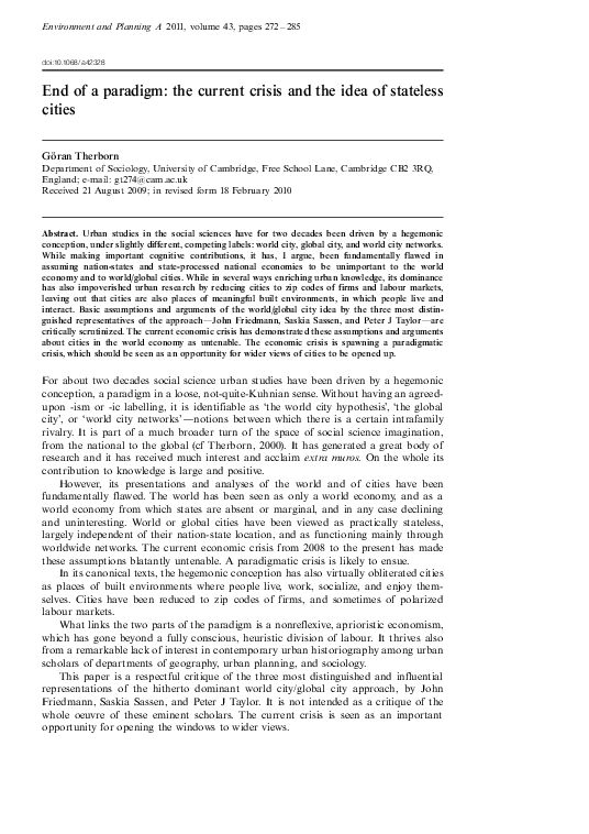 (PDF) End of a Paradigm: The Current Crisis and the Idea of Stateless ...