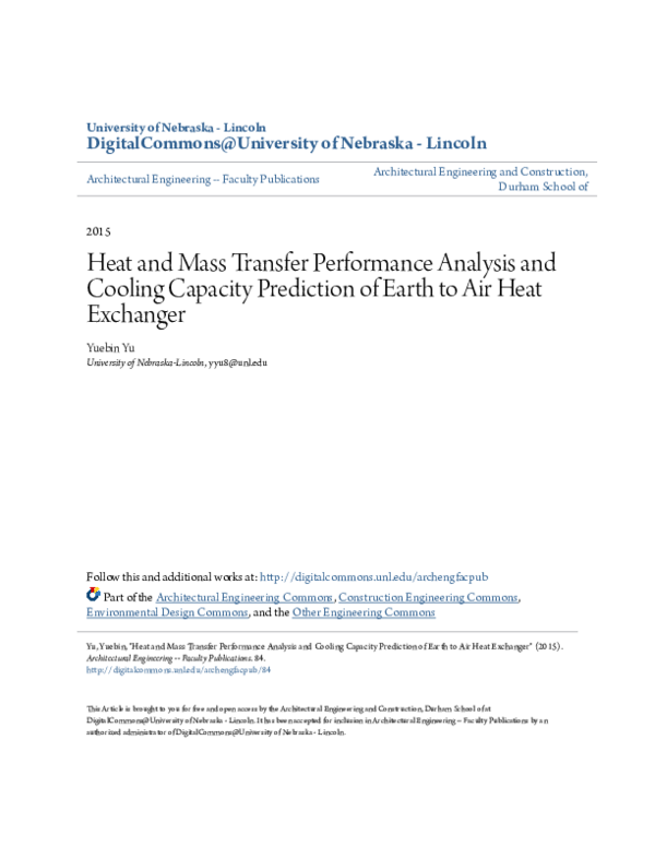 (PDF) Heat and mass transfer performance analysis and cooling capacity ...