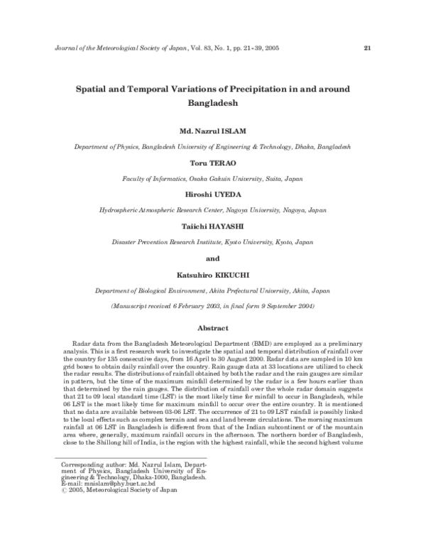 (PDF) Spatial and Temporal Variations of Precipitation in and around ...