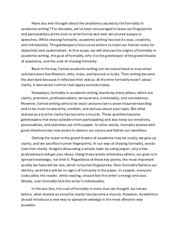 (PDF) Over-formality in academic writing