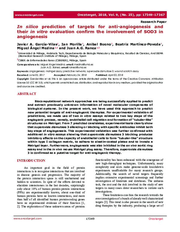 (PDF) In silico prediction of targets for anti-angiogenesis and their ...