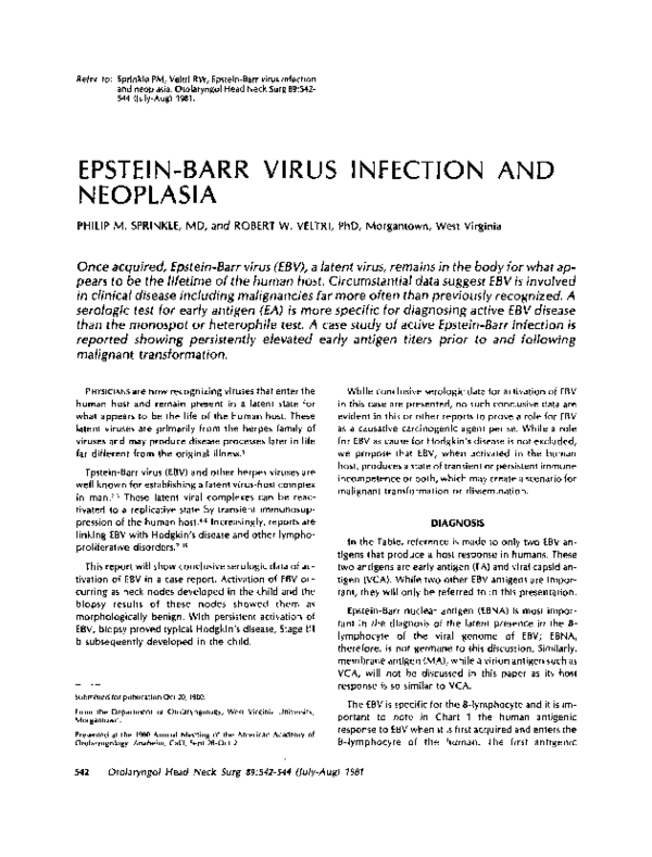 (PDF) Epstein-Barr Virus Infection and Neoplasia