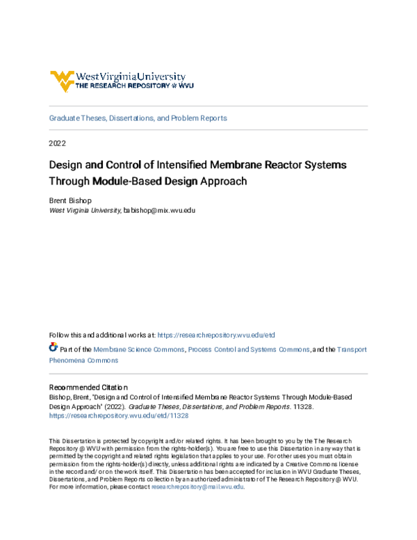 (PDF) Design and Control of Intensified Membrane Reactor Systems ...