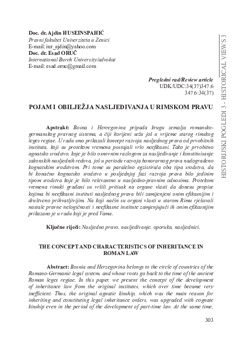 (PDF) The concept and characteristics of inheritance in Roman law