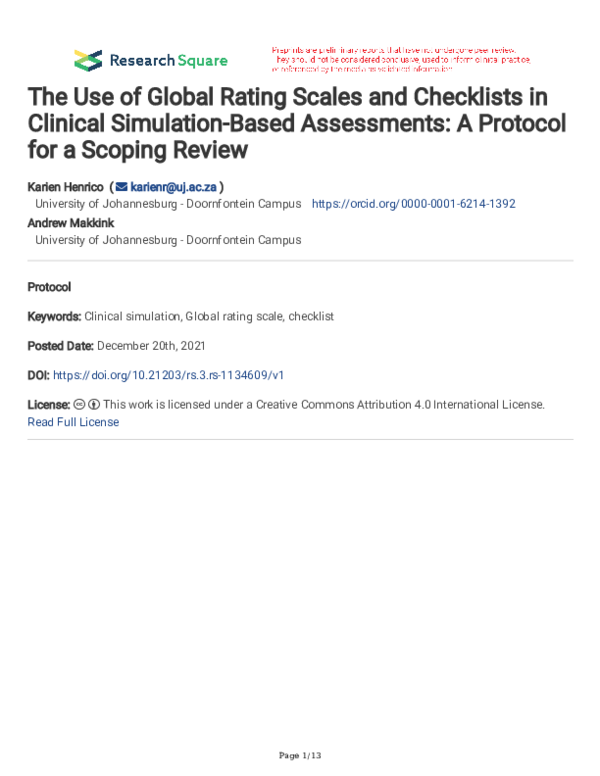 (PDF) The Use of Global Rating Scales and Checklists in Clinical ...