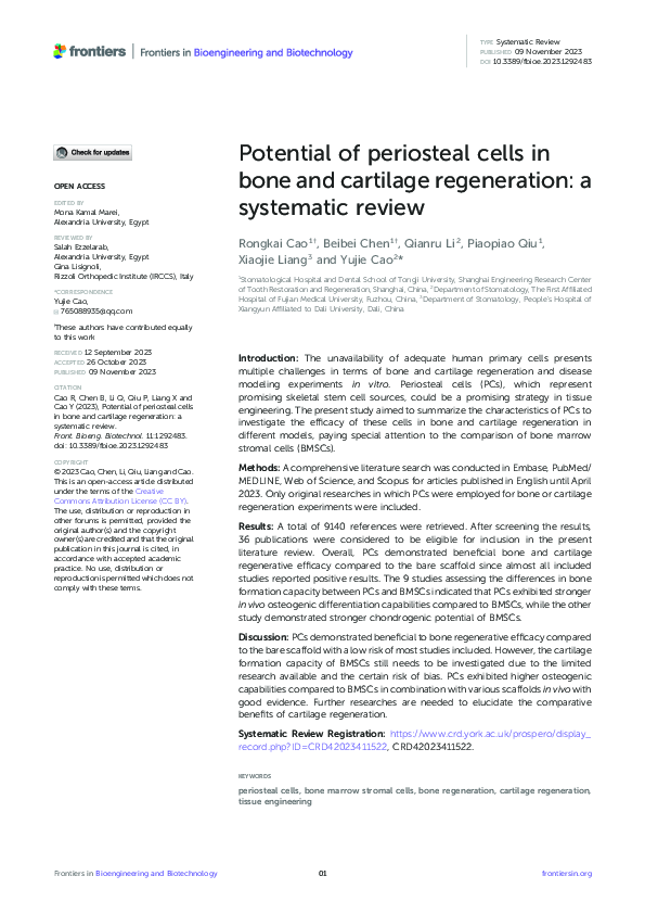 (PDF) Potential of periosteal cells in bone and cartilage regeneration ...