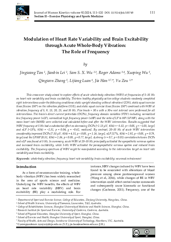 (PDF) Modulation of Heart Rate Variability and Brain Excitability ...