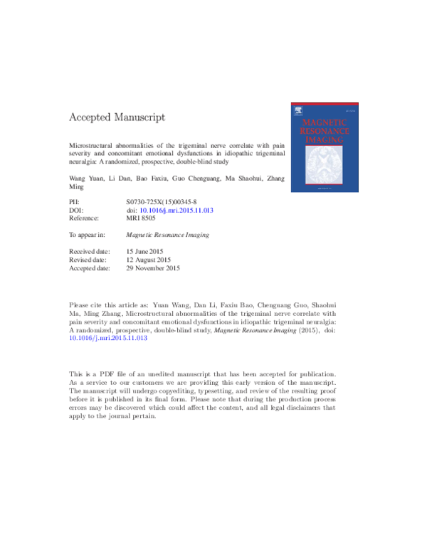 (PDF) Microstructural abnormalities of the trigeminal nerve by ...