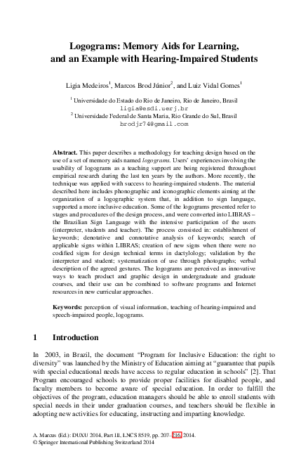 (PDF) Logograms: Memory Aids for Learning, and an Example with Hearing ...
