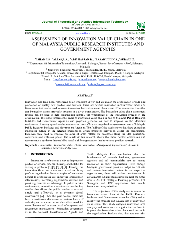 (PDF) Assessment of Innovation Value Chain in One of Malaysia Public ...