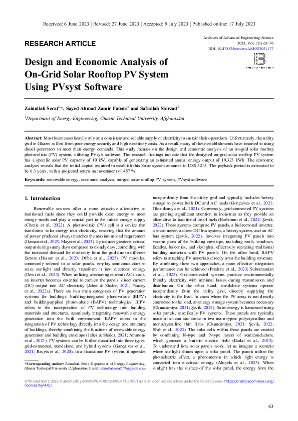 (PDF) Design and Economic Analysis of On-Grid Solar Rooftop PV System ...