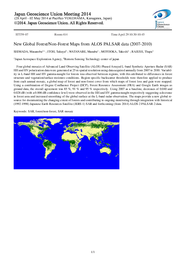 (PDF) New global forest/non-forest maps from ALOS PALSAR data (2007–2010)