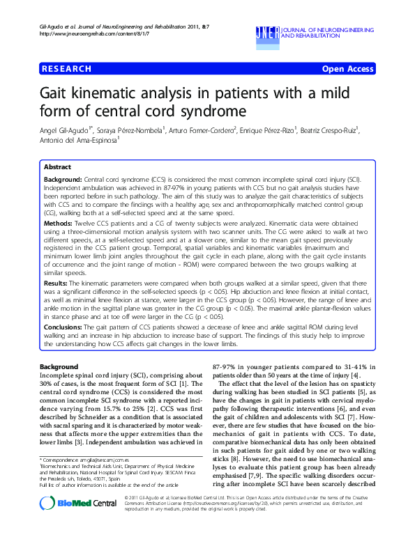 (PDF) Gait kinematic analysis in patients with a mild form of central ...