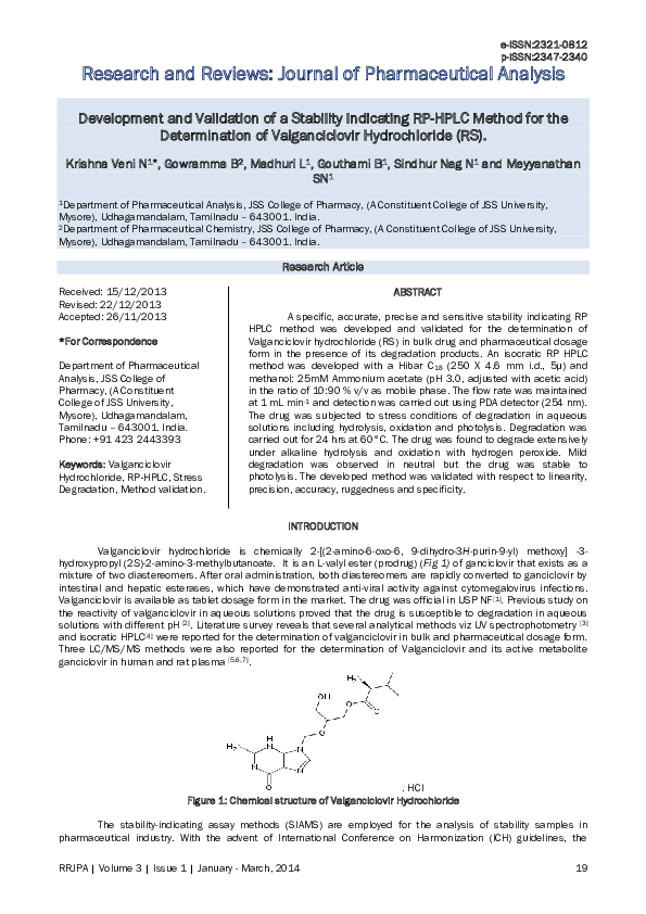 (PDF) Development and Validation of a Stability Indicating RP-HPLC ...