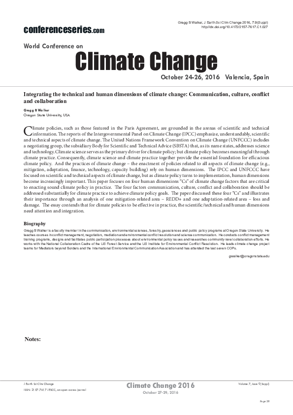 (PDF) Integrating the technical and human dimensions of climate change ...