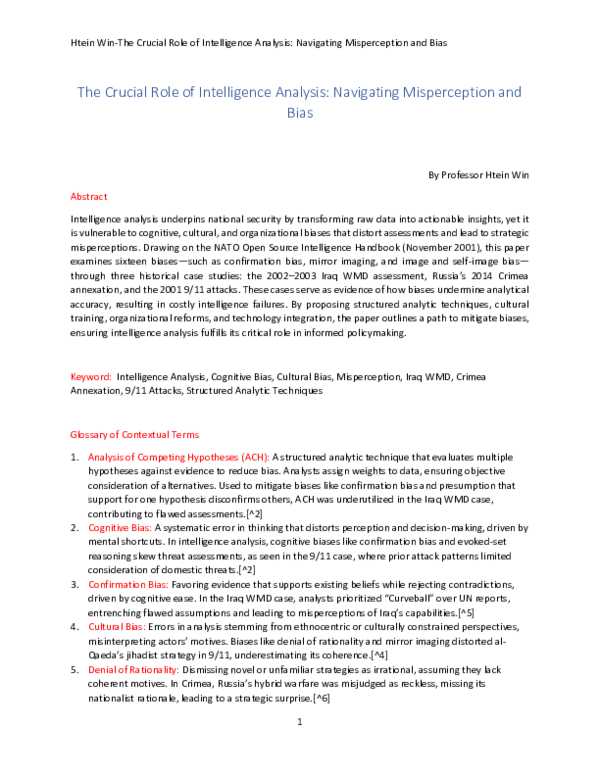 (PDF) The Crucial Role of Intelligence Analysis: Navigating ...