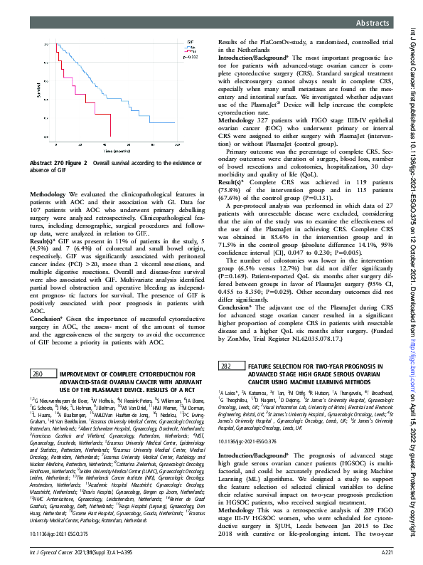 (PDF) 280 Improvement of complete cytoreduction for advanced-stage ...