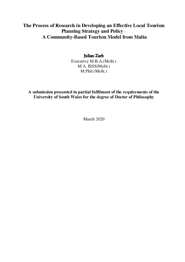 (PDF) The Process of Research in Developing an Effective Local Tourism ...